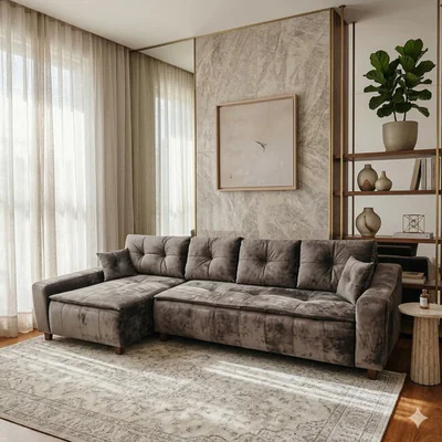 coltar roma tip 2 extensibil gri 342x166 cm lada depozitare stofa premium