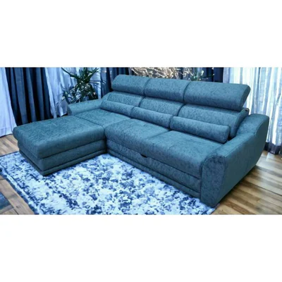 coltar monaco extensibil albastru 270x180 cm lada depozitare stofa premium