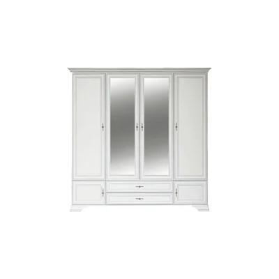 Dulap Idento cu oglinda SZF6D2S, 6 usi, 2 sertare, MDF si PAL laminat, 227.5x61x225 cm, alb alpin