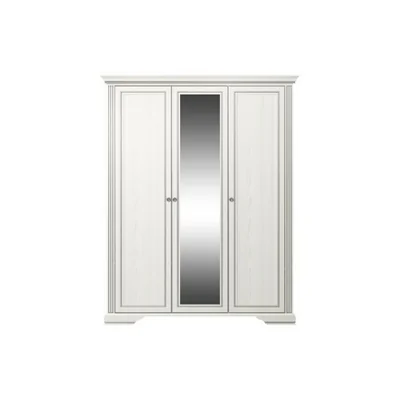 Dulap White 3D(2S), 3 usi, 2 sertare, MDF frezat si PAL melaminat, 176x63.5x221 cm, frasin alb si pin argintiu