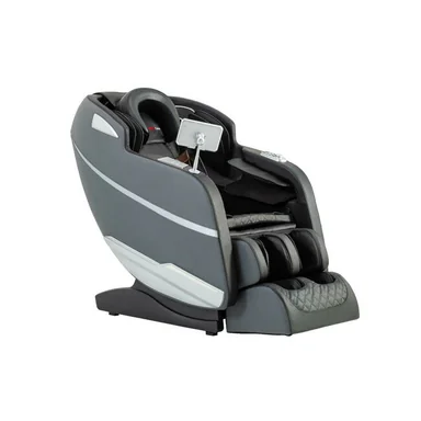 Fotoliu masaj gravitatie zero gri, incalzire, bluetooth, role picioare, airbag corp complet, LED touch