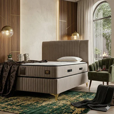 pat nova crem 180x200 cm cu somiera rabatabila lada depozitare tesatura premium