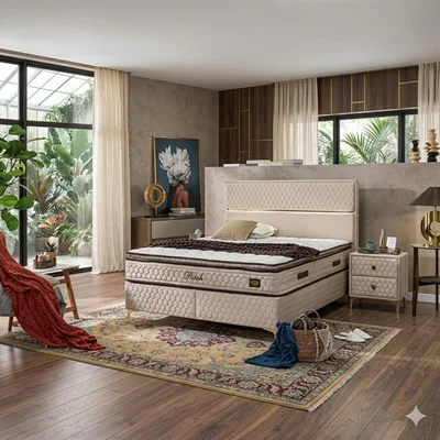 pat petek crem 160x200 cm tablie capitonata spatiu depozitare integrat tapiterie stofa premium