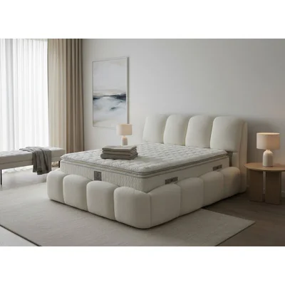 set pat saltea gratis tapitat shakira 160x200 cm crem erato 01 cu somiera rabatabila lada depozitare si saltea inclusa