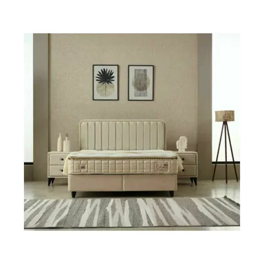 Pat + Saltea gratis, Marisa, culori personalizabile - 140x200 cm, somiera rabatabila si lada depozitare