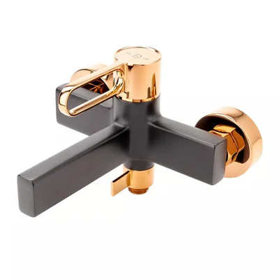 Baterie cada - dus FDesign Zaffiro, monocomanda, negru mat rose gold lucios - Resigilat