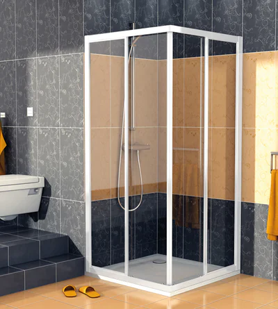 cabina de dus patrata 100x100 cm alba cu usi glisante eco line sanswiss