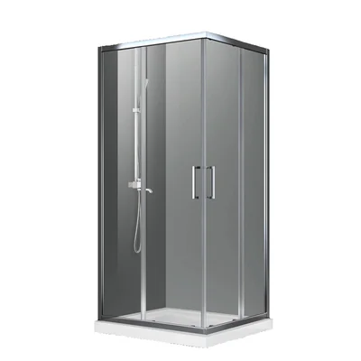 Cabina dus patrata crom 90x90 cm, Mediterraneo, Hector