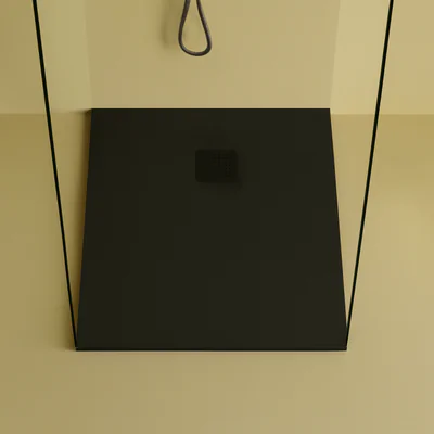 Cadita de dus patrata, din compozit, neagra, 90x90 cm, Foglia Square