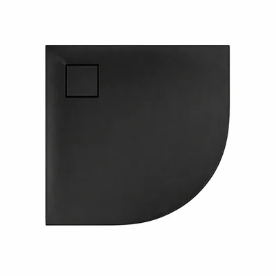 cadita dus semirotunda 90x90x4 cm negru mat cersanit tako slim