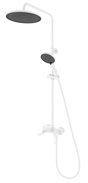 Coloana de dus cu baterie cada dus si bara dus reglabila, alba, ZAFFIRO