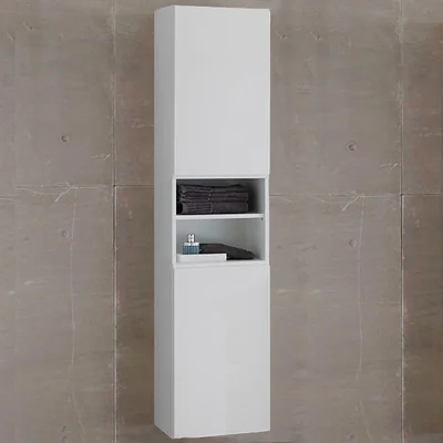 Dulap baie suspendat alb mat 175 cm cu 2 usi si polita Kolpasan Oxana