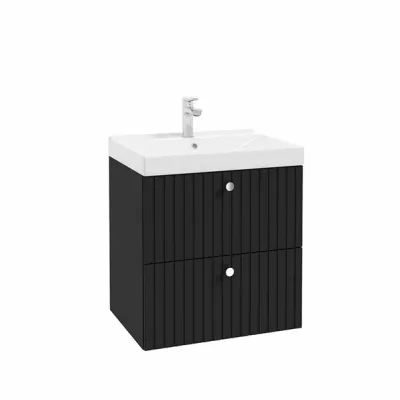 Dulap baie suspendat 60 cm pentru lavoar, negru mat, Defra Fuego