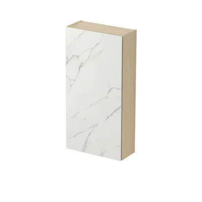 dulap baie suspendat cersanit inverto o usa placata cu ceramica calacatta 40 cm finisaj stejar montat