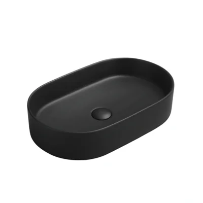 Lavoar baie negru mat montaj pe blat 60 cm, Adelais Foglia