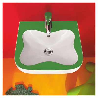 Lavoar baie pentru copii 45x41 cm, alb verde, Laufen Florakids