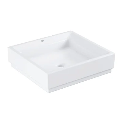 Lavoar baie pe blat alb 50 cm, patrat, Grohe Cube Ceramic Pure Guard