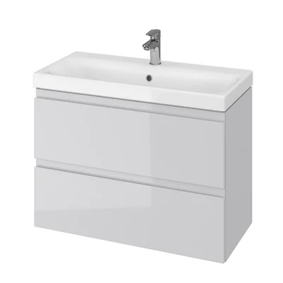 Dulap baie suspendat Cersanit Moduo Slim 80 pentru lavoar, gri, montat