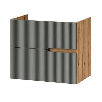 Mobilier pentru lavoar pe blat, finisaj riflat, 60 cm, verde Fluminia Malta