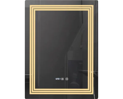 oglinda baie cu iluminare led 3 culori intrerupator touch ceas functie dezaburire belform cronos 60x80 cm ip44