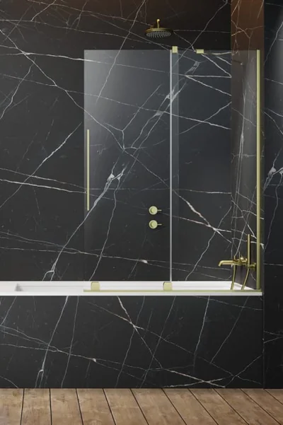 Paravan cada glisant, 170x150 cm, auriu periat, orientare dreapta, Radaway Furo