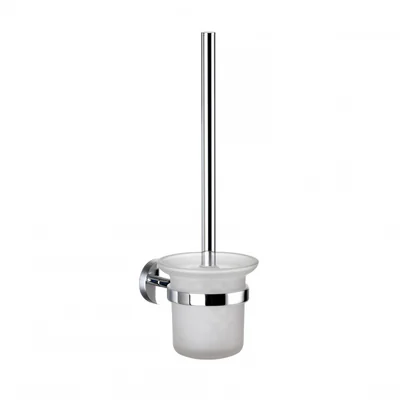 Perie de toaleta cu suport, montare pe perete, sticla mata crom Kielle