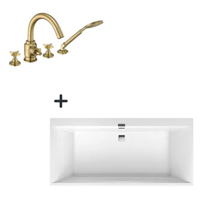 set cada baie incastrata 190x90 cm villeroyboch si baterie cu montare pe cada culoare bronz temisto