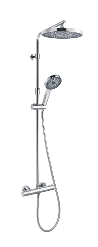 Set de dus cu termostat, 3 jeturi, crom lucios, Kielle Oudee