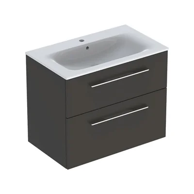 set dulap baie cu lavoar incastrat geberit selnova square 80 cm gri inchis mat