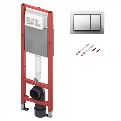 Set rezervor incastrat cu clapeta crom TECEbase, 112 cm inaltime, TECE Base320