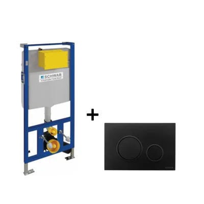 Set rezervor incastrat Schwab cu clapeta de actionare negru mat, Schwab Vela