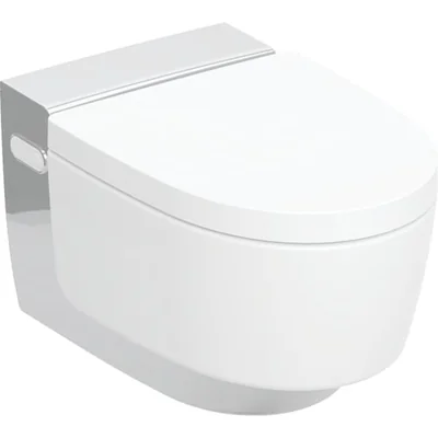 set vas wc cu functie de bideu rimless suspendat cu capac soft close ornament crom geberit aquaclean mera comfort