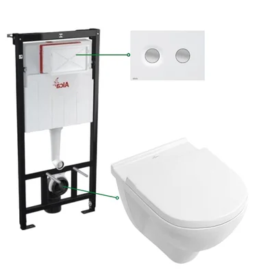 set vas wc rimless cu capac soft close villeroy boch novo rezervor incastrat si clapeta alb crom mat alcadrain m1976 2