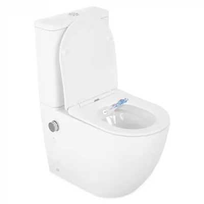 Set vas wc stativ cu functie de bideu, rezervor si capac soft close, alb lucios, Foglia Eco