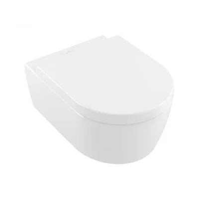 Set vas WC suspendat alb alpin, direct flush cu capac soft close si quick release, Villeroy Boch Avento