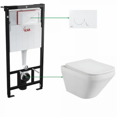 Set vas wc suspendat Bristol Foglia, clapeta alb lucios, rezervor wc incastrat Alcaplast, Sadromodul