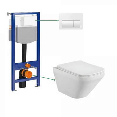 set vas wc suspendat rimless cu capac soft close bristol rezervor incastrat si clapeta alba cersanit presto ii