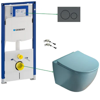 set vas wc suspendat turcoaz clapeta negru mat rezervor wc incastrat set fixare antifonare