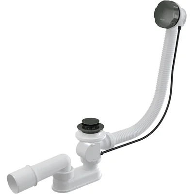 Sifon cada baie automat cu ventil metalic gun metal lucios si preaplin Alcadrain A55K-GM-P