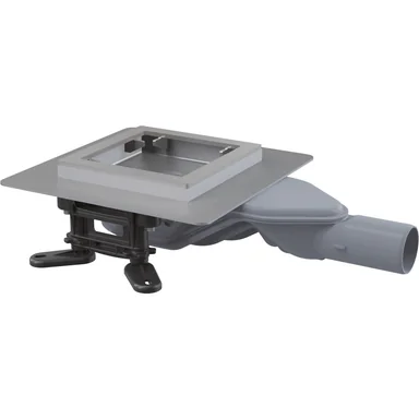 Sifon pardoseala din otel inoxidabil, fara gratar, extra low, 130x130 mm iesire laterala APV110