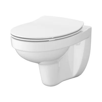 Vas wc suspendat rimless cu capac soft close Cersanit Delfi Slim Dur, alb