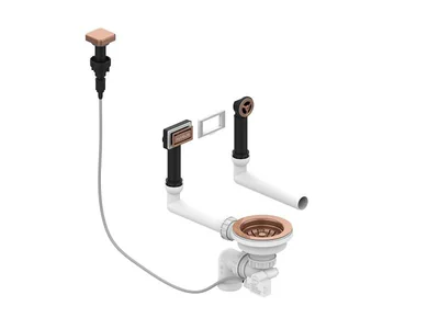 sifon chiuveta bucatarie cu preaplin si ventil cu dop automat culoare cupru alveus monarch