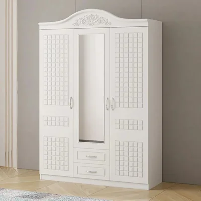 Dulap ZQE 012 MDF - 3 Usi +2 Sertare, 150x211x52 cm, Alb