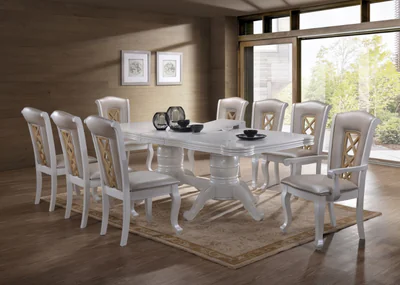 set masa 3514t cu 6 scaune ac3514 cu 2 scaune ac3514ac alb