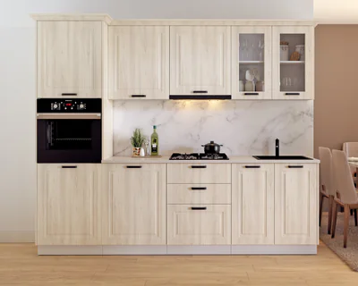 mobila bucatarie athena mdf lemn alb 266x223x60 cm