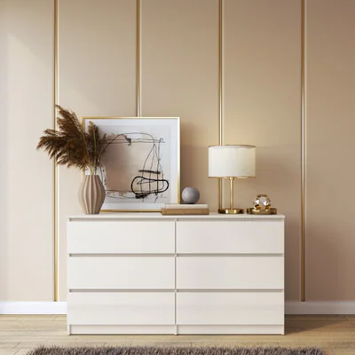 Comoda Aria 6 sertare Alb 120x40x77cm