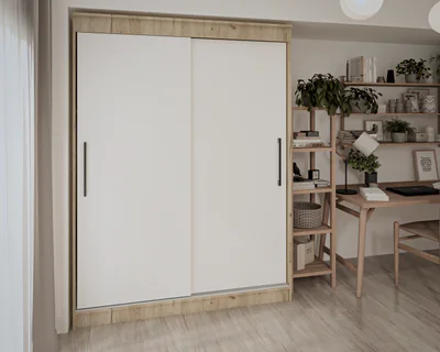 Dulap UC MP1, 150x60x200 cm, Stejar K002 Alb