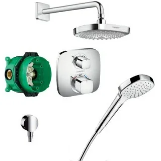Set dus incastrat Hansgrohe Design Croma Select E / Ecostat E cu baterie termostatata