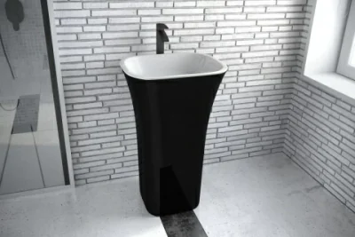 Lavoar Besco Assos Black & White 40x50x85cm compozit mineral