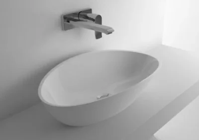 Lavoar oval pe blat Cast Marble Praga 60x36xH16 cm fara preaplin